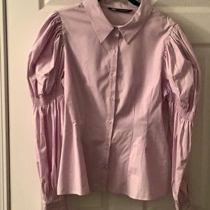 Zara xl women’s light purple button down shirt